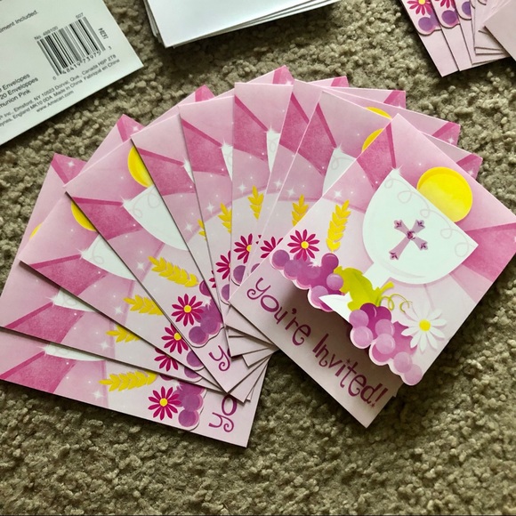 Pink First Communion Invitation & Thank You Set NWOT - Picture 4 of 4